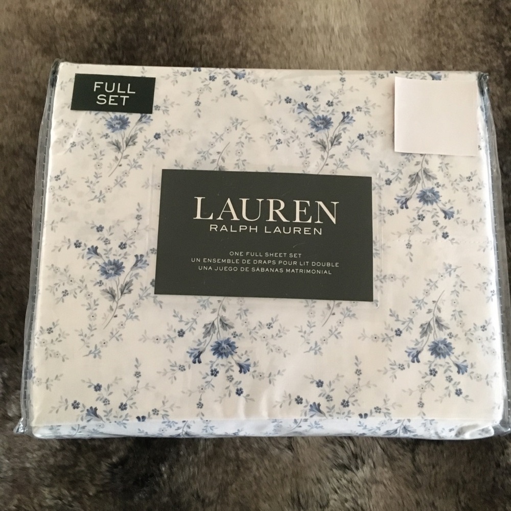 Ralph Lauren Multi Blue Floral Full 4pc Sheet Set
